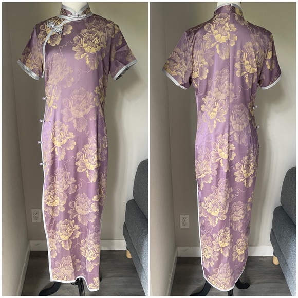 Jacquard Floral Qipao - Picture 2 of 6
